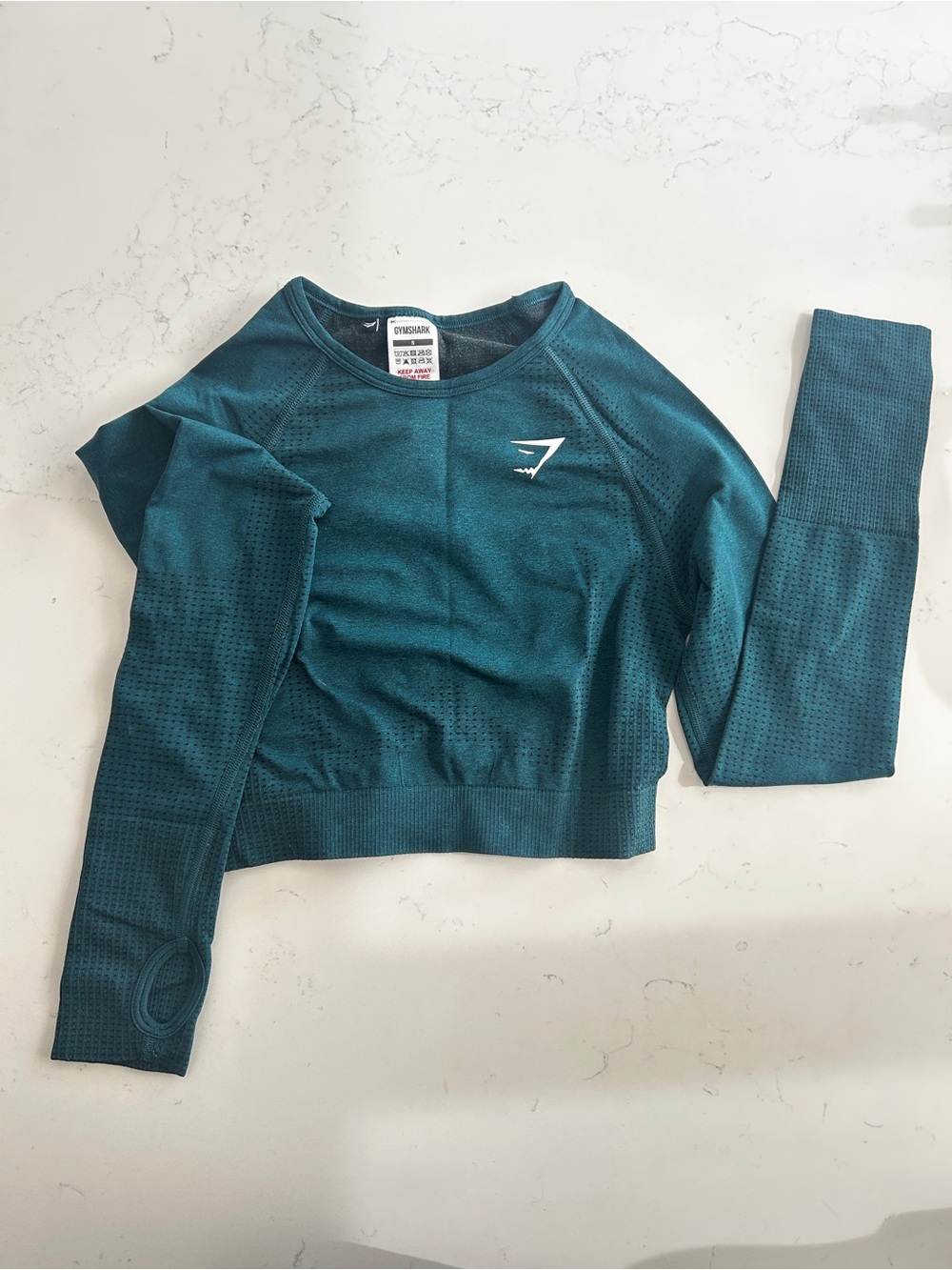 Gymshark Teal Seamless Long-Sleeve Crop Top